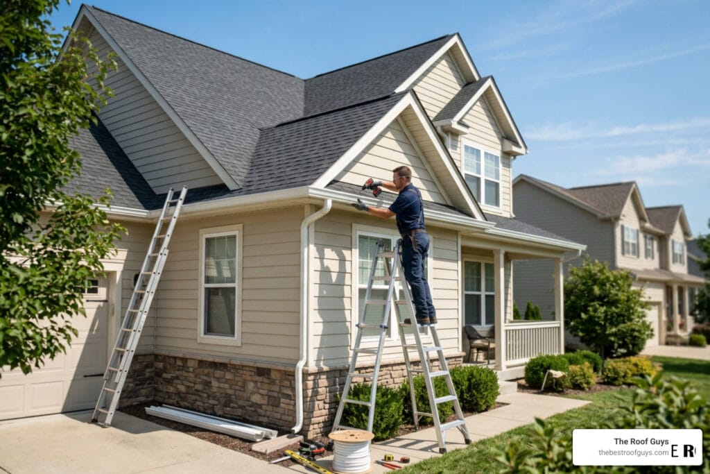 gutter installation on residential home